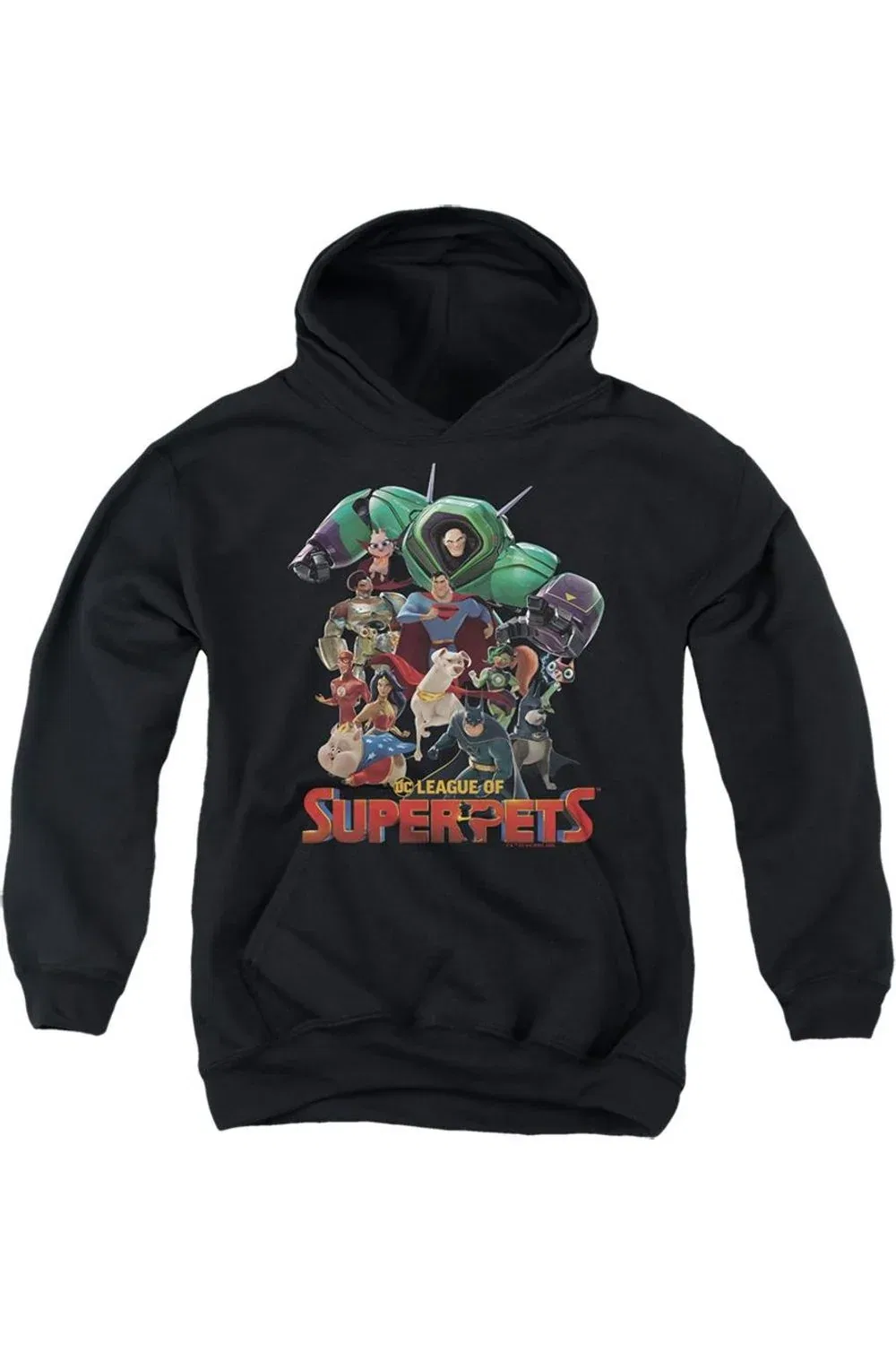 Детское худи с капюшоном с принтом League Of Super Pets Gildan, черный