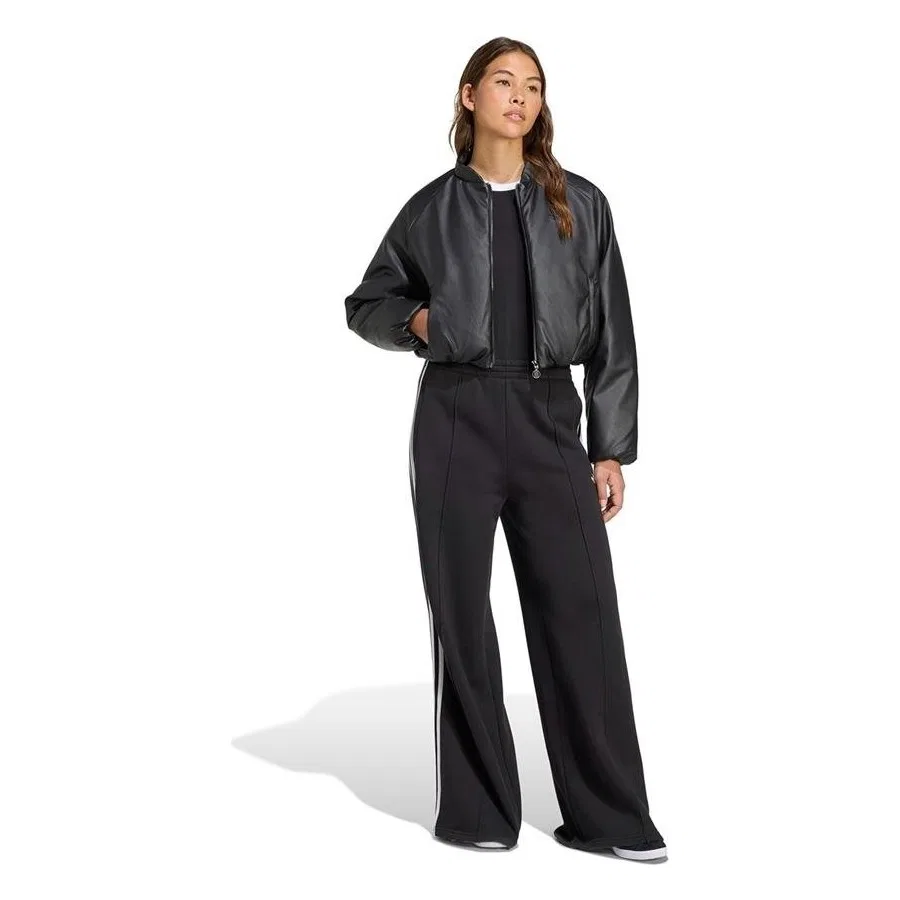 Женский бомбер из искусственной кожи adidas PLEATHER BOMBER, Черный — фото 4