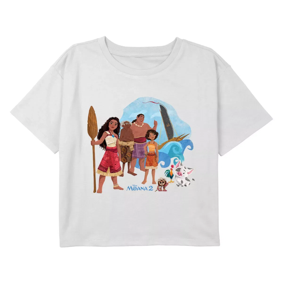 Детская футболка с принтом Moana 2 Wayfinder Crew Waves Cropped T-Shirt Moana 2, White