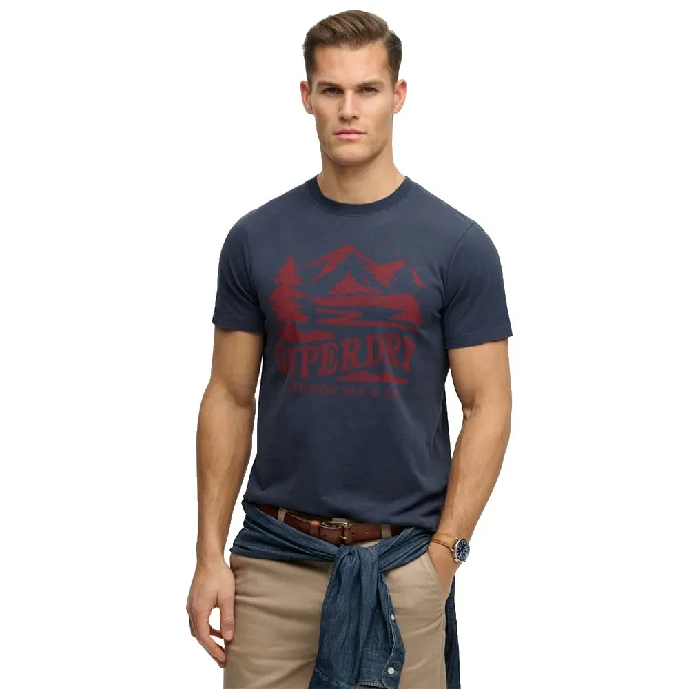 Футболка с коротким рукавом Retro Outdoor Relaxed Fit Superdry, синий