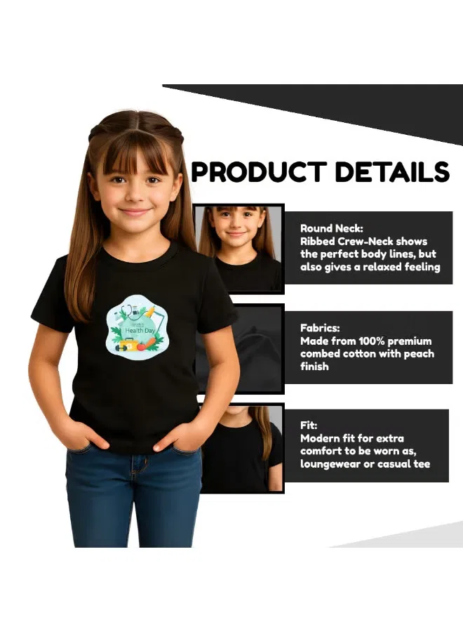 Printshop4Me Футболка с принтом ко Дню здоровья, черная — фото 4