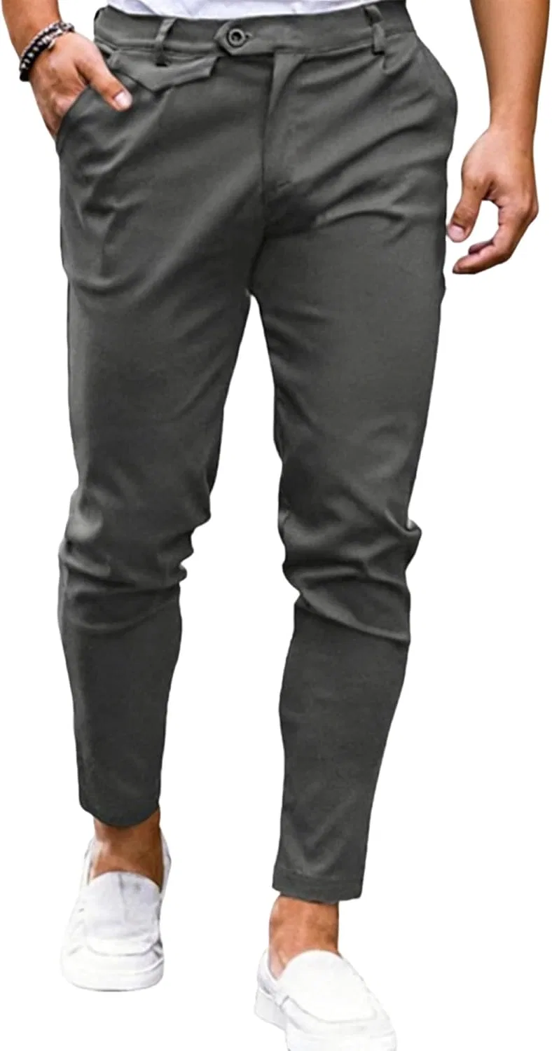 Мужские классические брюки чинос slim fit, тёмно-серый