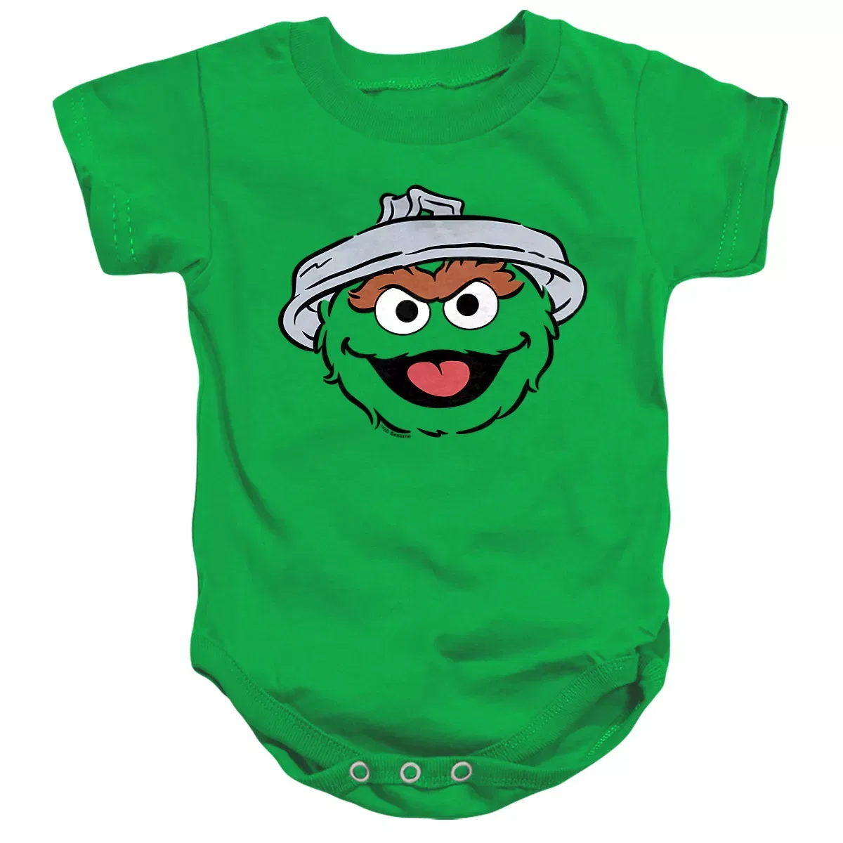 Детское боди с коротким рукавом Sesame Street Oscar The Grouch Full Face, Kelly Green