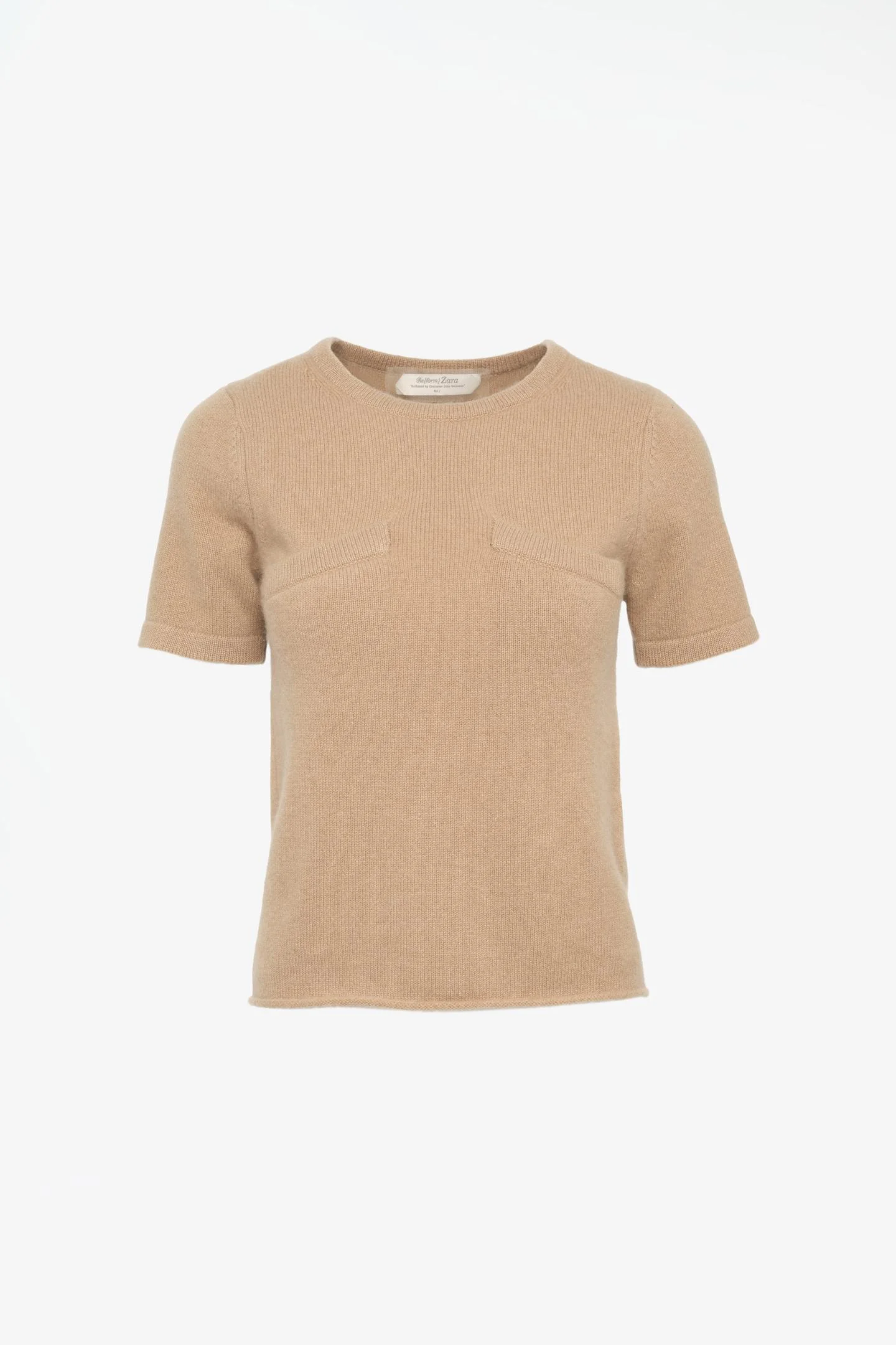 Футболка Zara трикотажная из кашемира, бежевый — фото 2