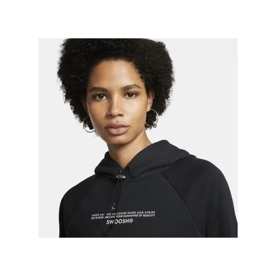 Женский спортивный худи с капюшоном Swoosh Nike, Черный — фото 4