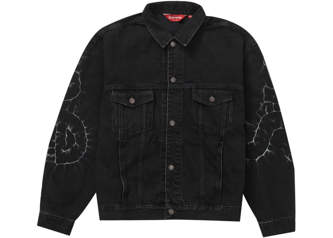 Мужская джинсовая куртка с принтом Supreme Shibori Denim Trucker Jacket, Black