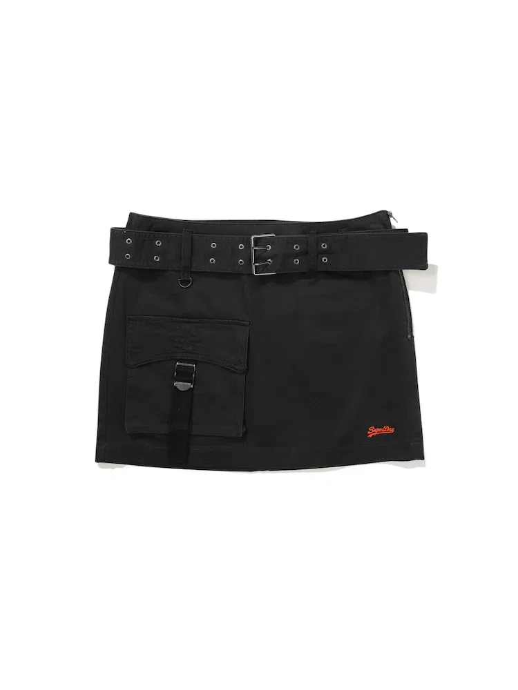 Мини-юбка с поясом и накладными карманами W Belted Outpocket SUPERDRY, Black