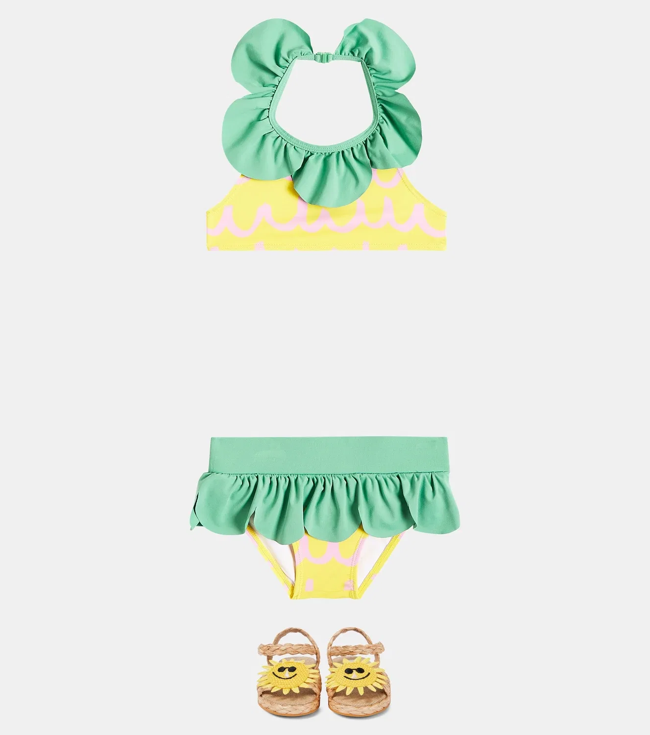 Раздельный купальник с рюшами и принтом Stella Mccartney Kids, мультиколор — фото 2