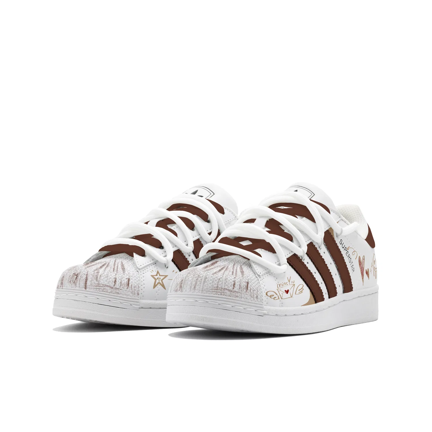 Детские кроссовки для скейтбординга Adidas Originals Superstar 2, Brown — фото 4