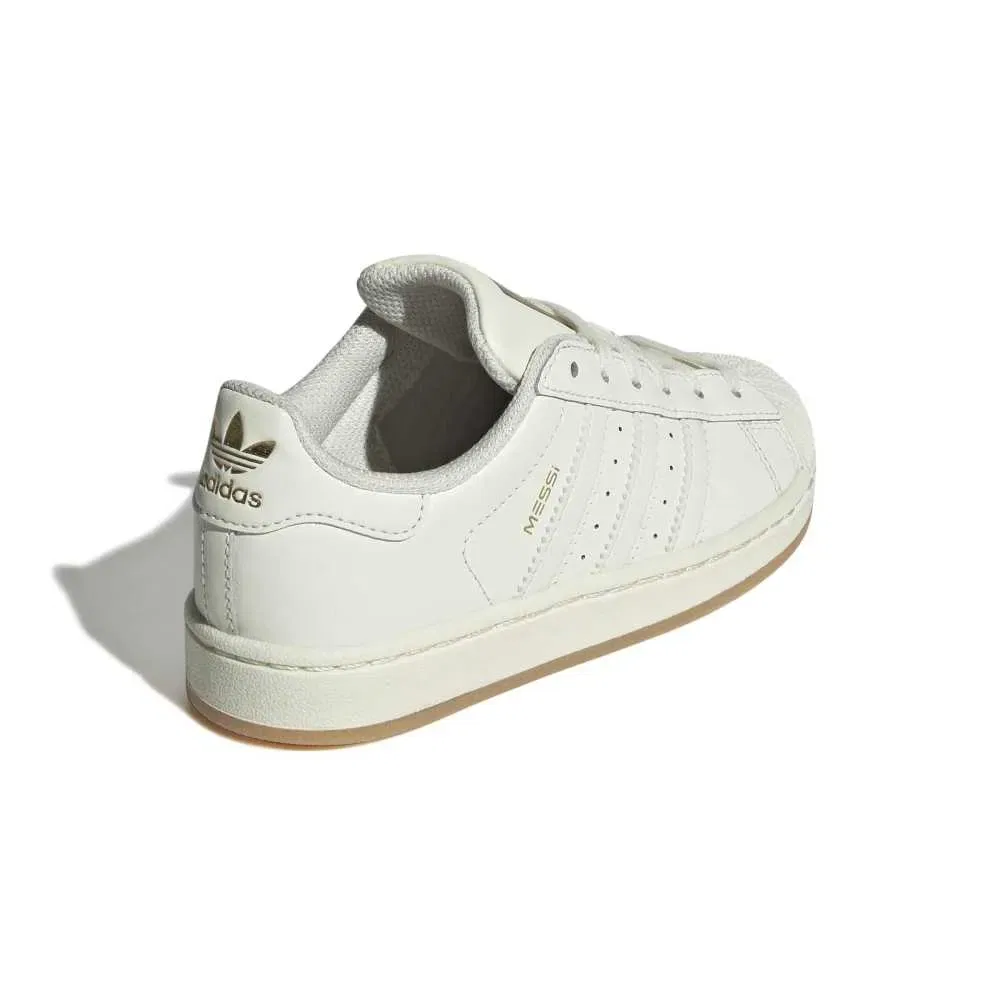 Детские кроссовки для девочек с принтом Superstar Messi Adidas, White — фото 4