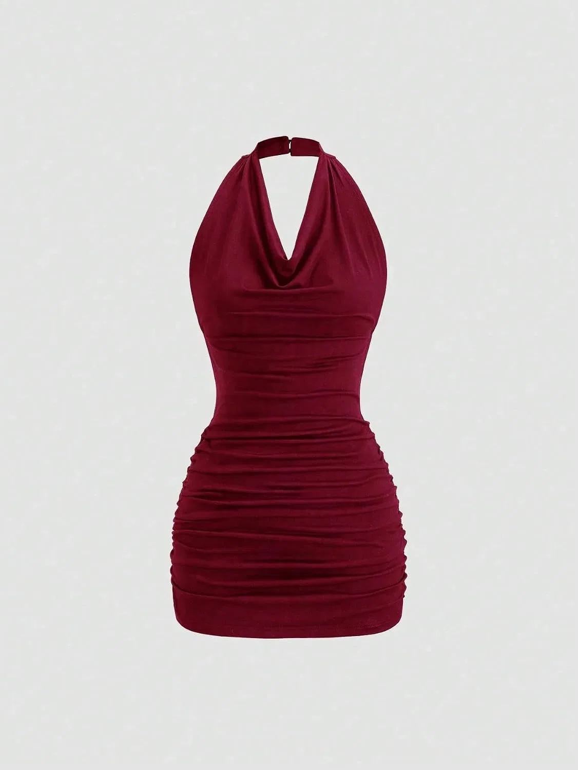 Женское облегающее мини-платье с запахом Bodycon, Burgundy — фото 2
