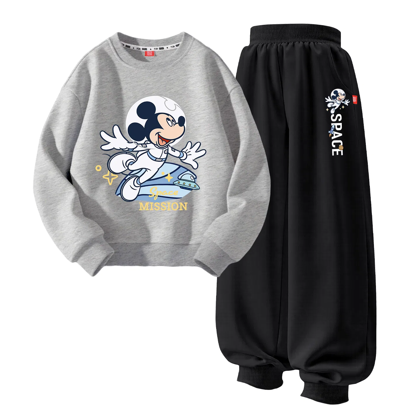 Детский спортивный костюм с круглым вырезом Disney, Цвет Flight Chi Flower Gray+Flight Flying Chi K Black