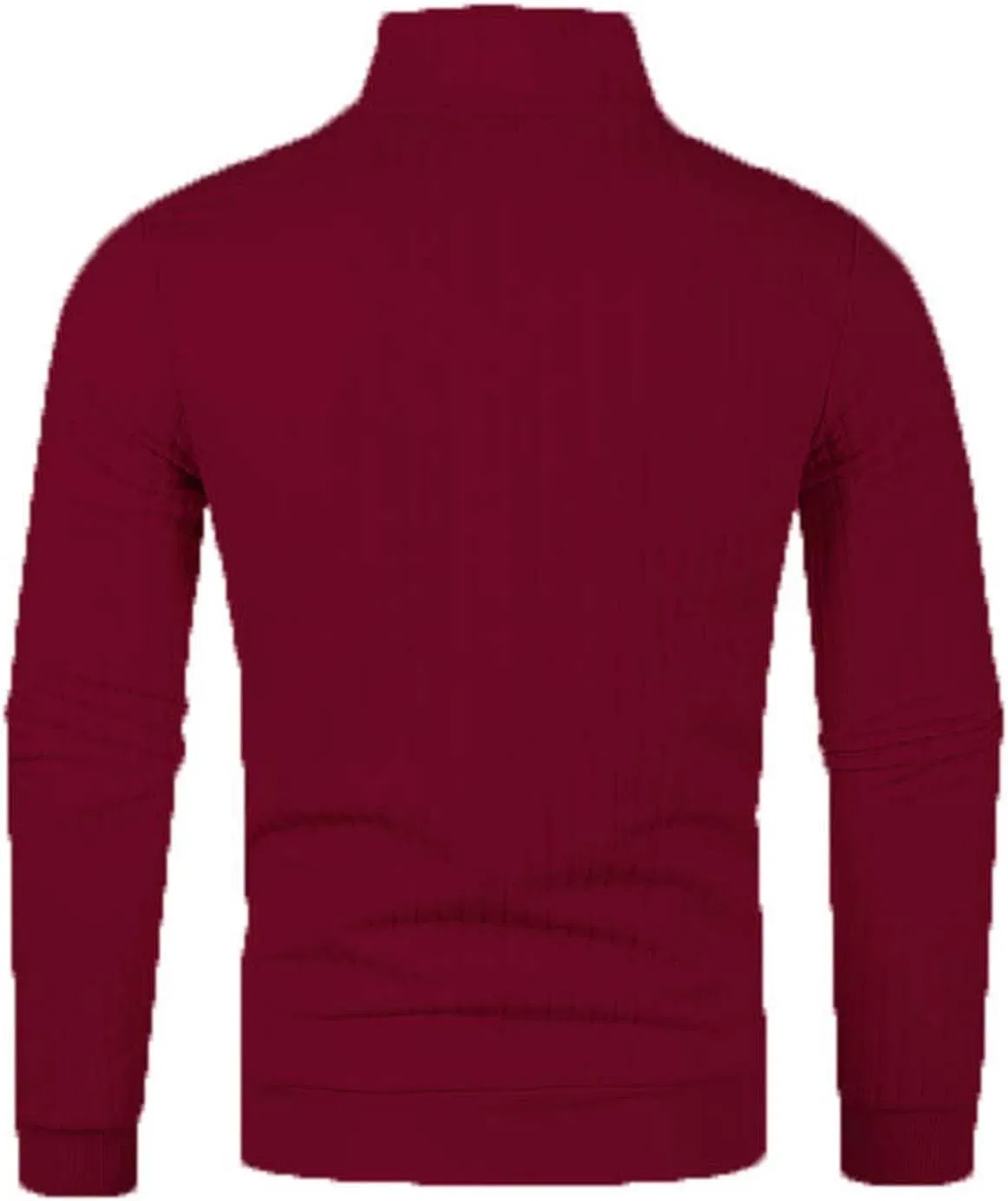Мужская трикотажная рубашка slim fit с длинным рукавом и молнией, Wine — фото 3