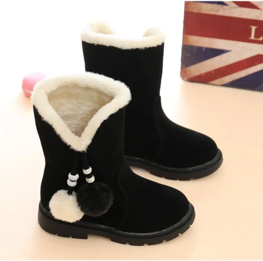 Детские зимние сапоги для девочек с мехом Princess Mid Calf Booties Canyoule, Black&white — фото 4