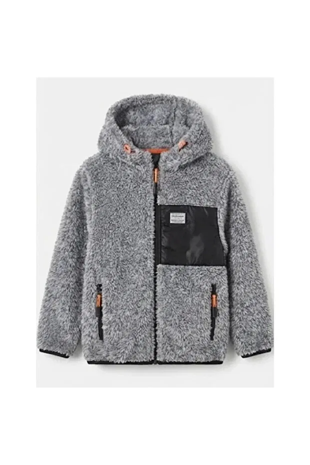 Детский кардиган из плюша для мальчиков панельный Nanica, Gray