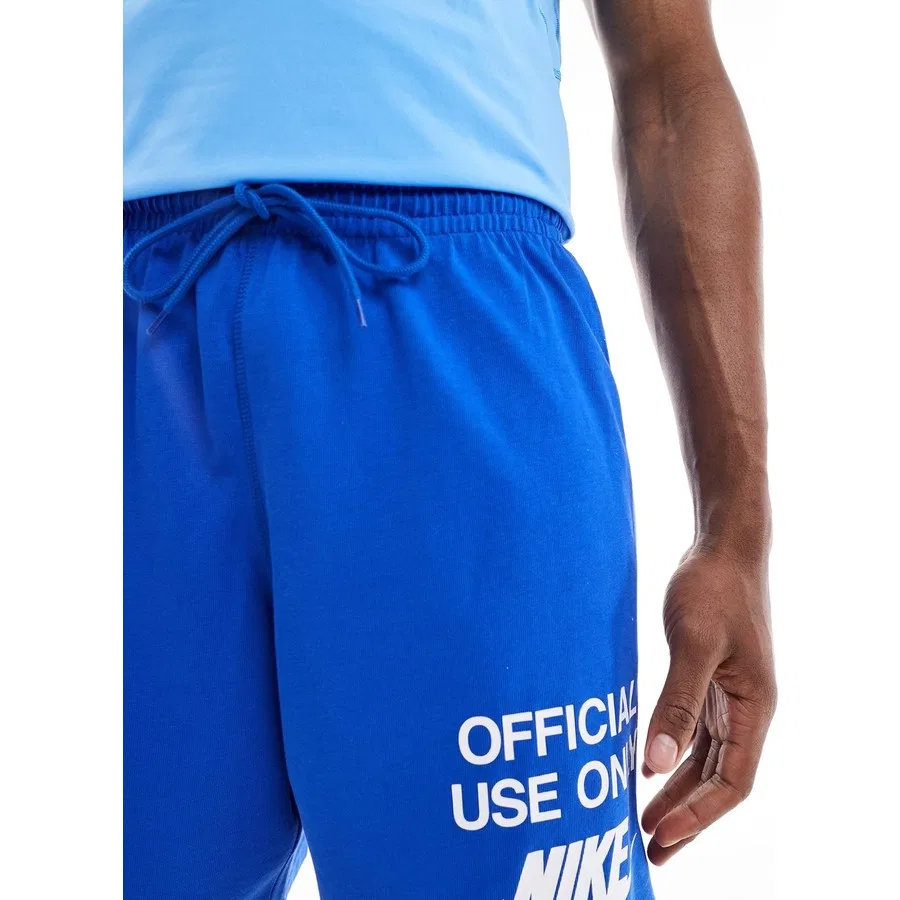Шорты спортивные хлопковые Nike Club Knit Shorts With Graphic Print, Синий — фото 4
