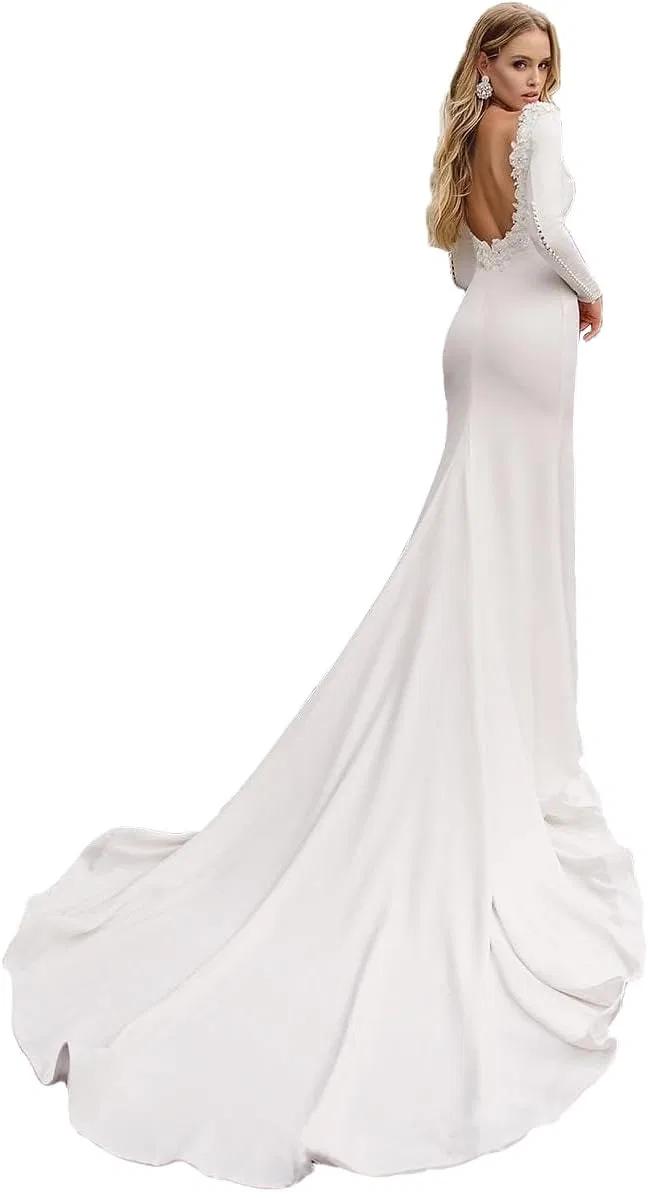 Женское кружевное свадебное платье русалка Satin, Rx02 White