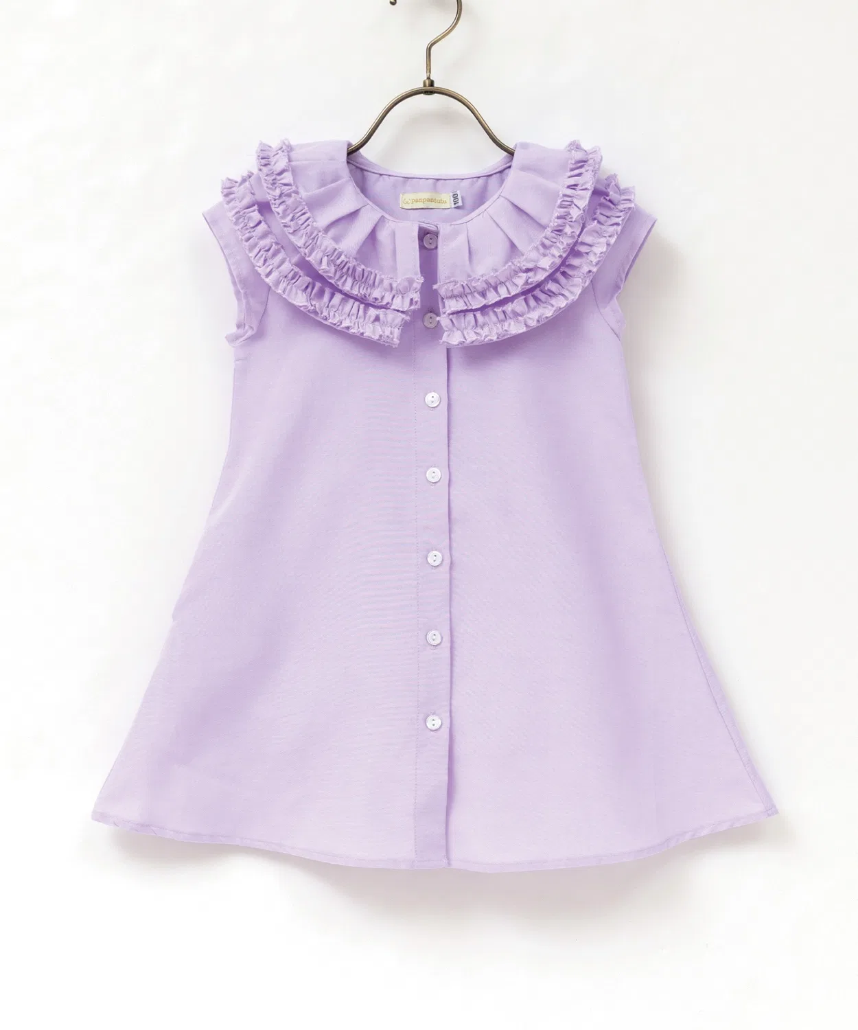 Детское платье-рубашка с воланами, модель Frill Collar Shirt, panpantutu, Lavender