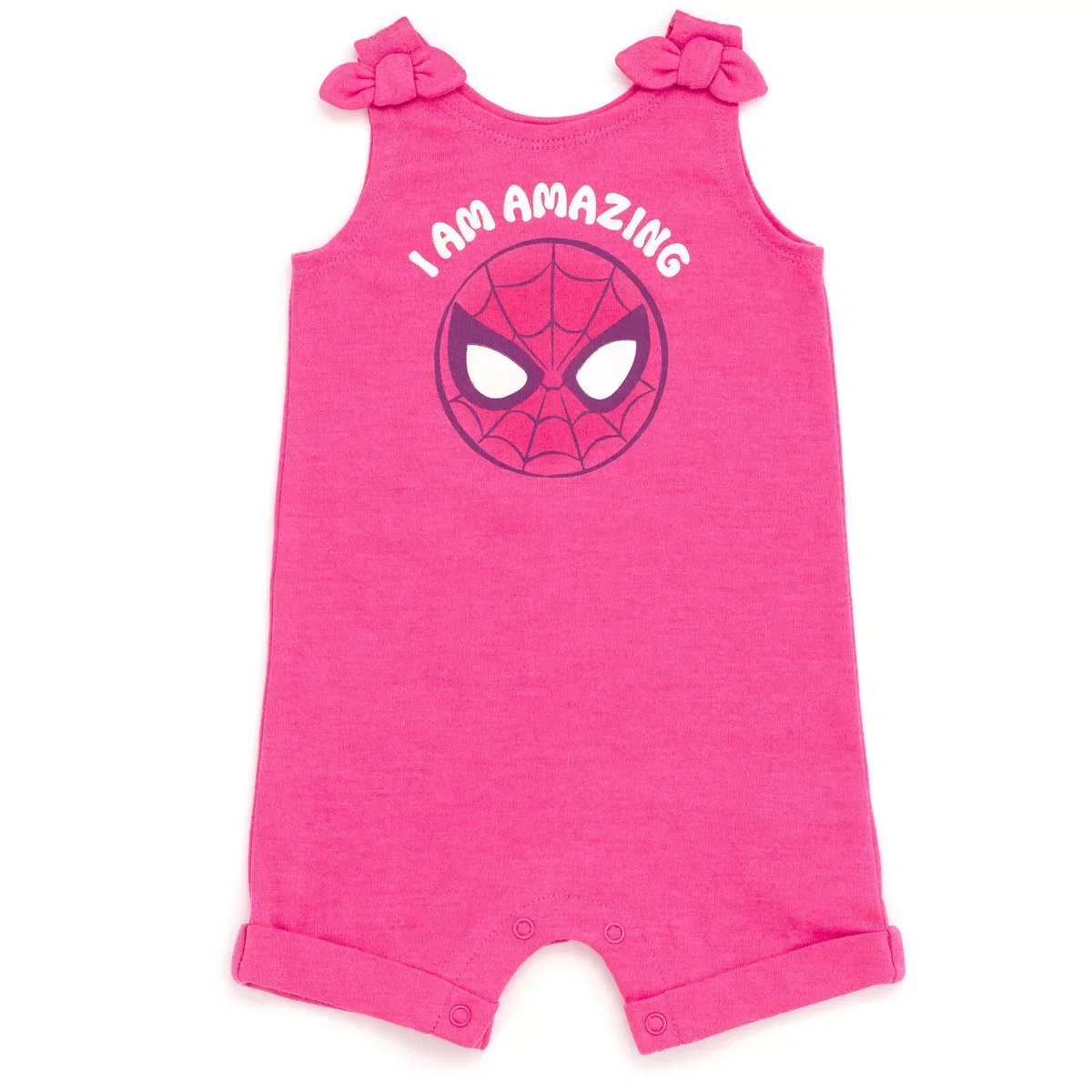 Детский комбинезон для девочек без рукавов с принтом Marvel Spider-Man French Terry Romper Headband, Red — фото 3