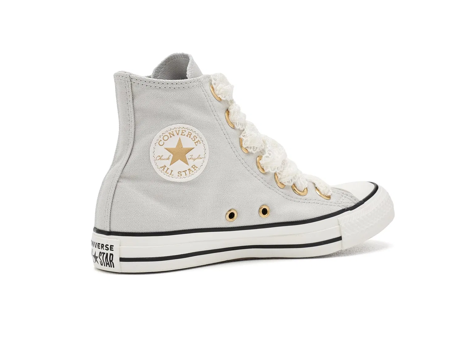 Кеды Chuck Taylor All Star Lace (для детей постарше) Converse Kids, Light Grey/Gold/Vintage White — фото 4