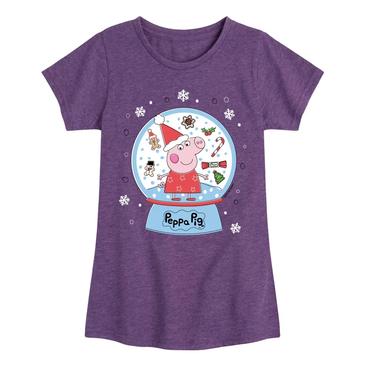 Детское футболка для девочек с принтом Peppa Snow Globe Peppa Pig, Heather Purple