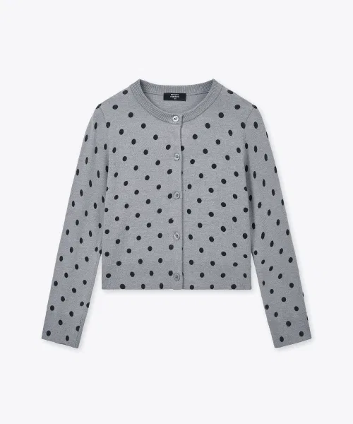 Детский кардиган с круглым вырезом в горошек Medium Gray MUSINSA STANDARD KIDS — фото 3