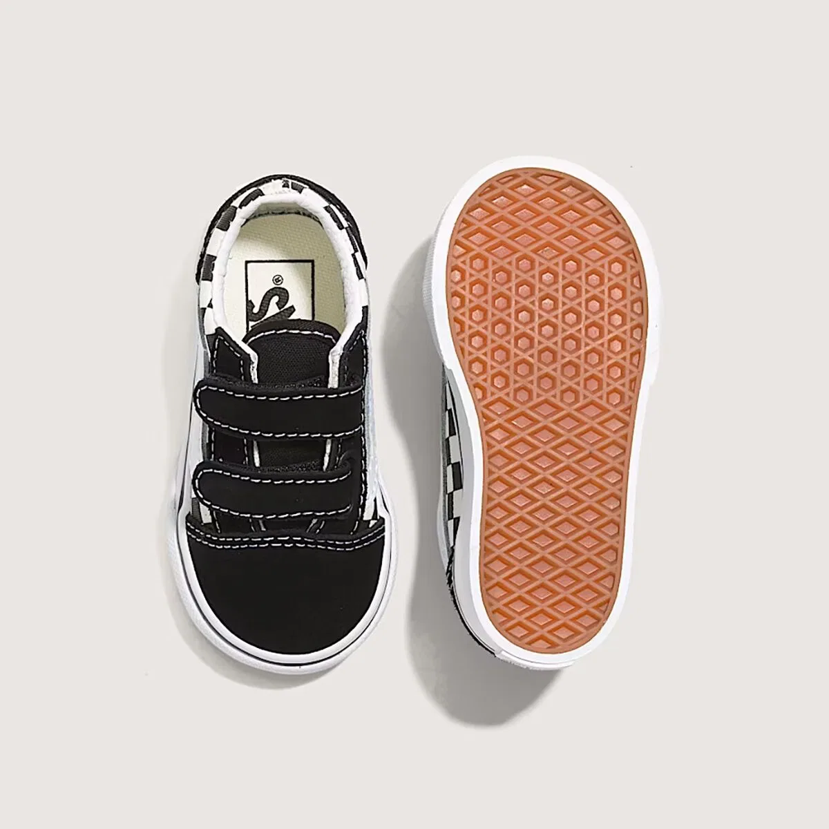 Детские кеды для мальчиков с липучками Old Skool V Vans, Black/White — фото 3