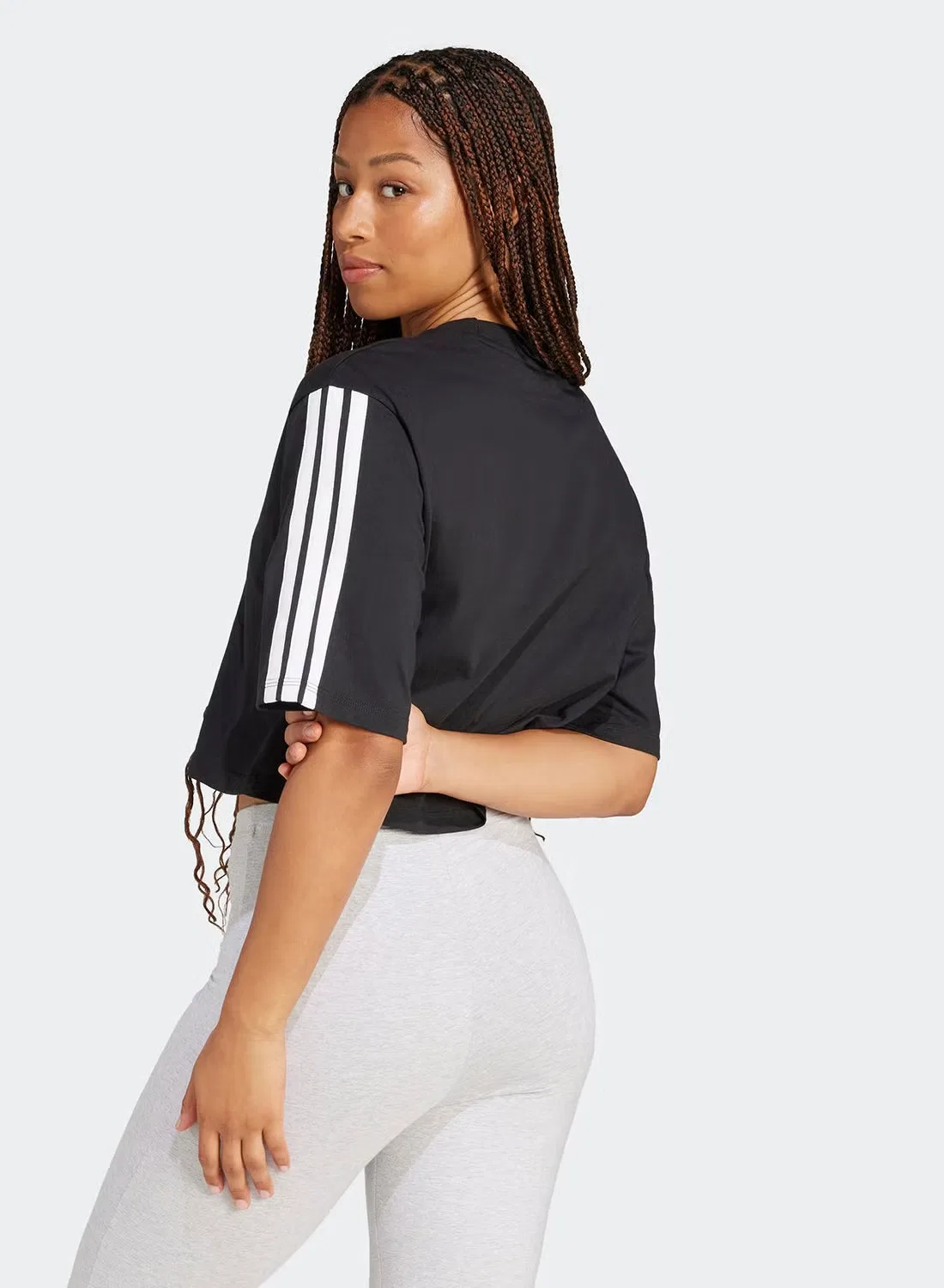 Футболка свободная с принтом Essential 3 stripe Adidas, черный — фото 2