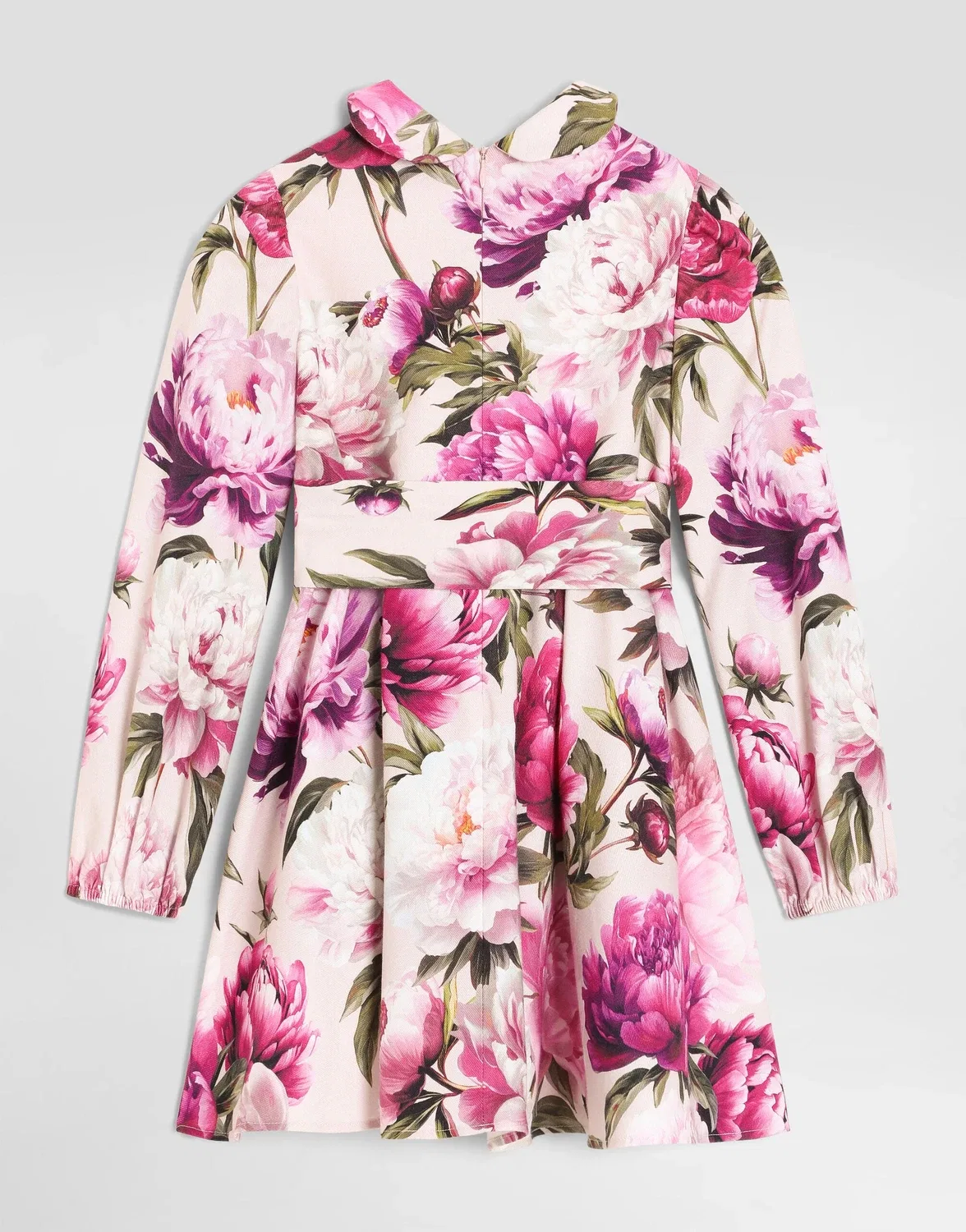 Платье из хлопковой фланели с пионами, миди, Dolce&Gabbana, бежевый — фото 2