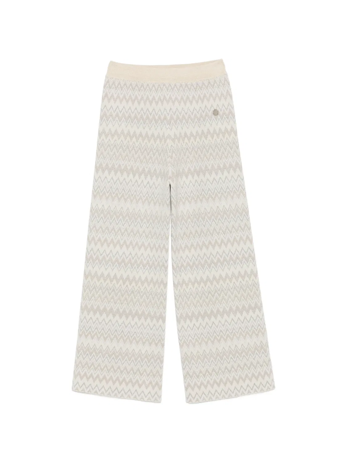 Шерстяные брюки с узором зигзаг Missoni Kids, нейтральные цвета