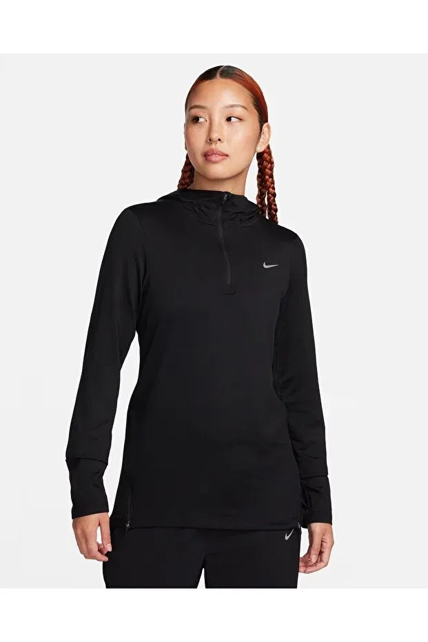 Женская футболка с длинным рукавом Swift Element Dri Fit UV Quarter Zip Hooded Long Sleeve Nike, Black