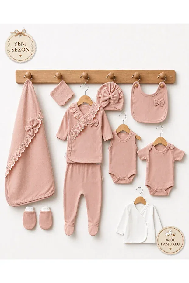 Детский комплект одежды для новорожденных девочек хлопковый Miapolixa, Rose Dry — фото 2