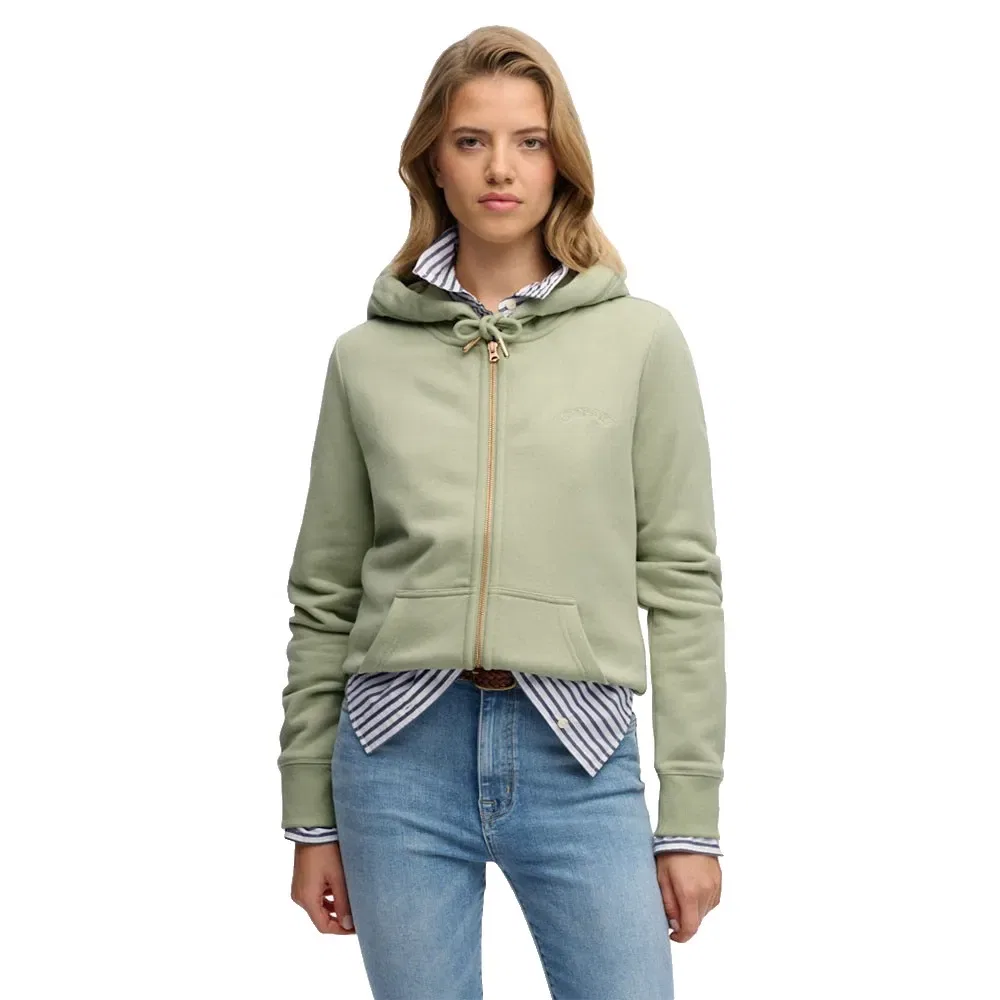 Худи на молнии Superdry Essential Logo, зеленый