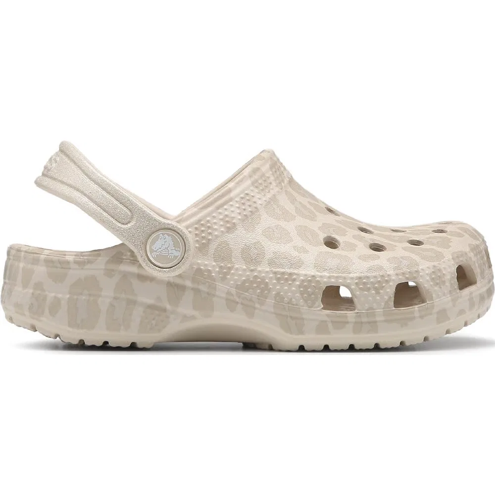 Детские классические сабо с графическим рисунком Crocs, Natural Leopard — фото 2