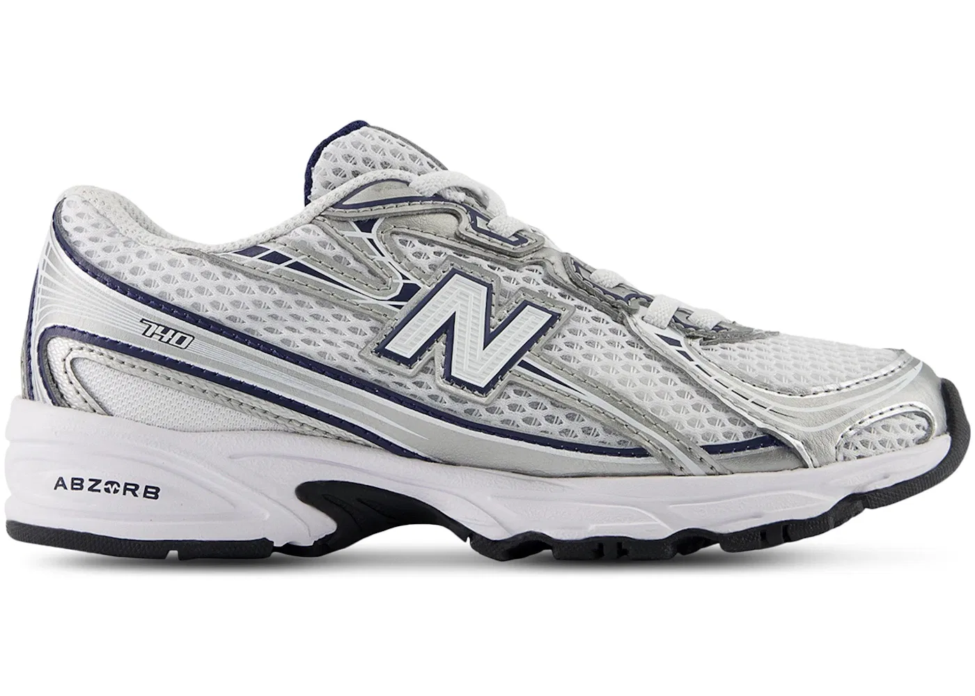 Детские кроссовки Lifestyle New Balance 740 Bungee Lace, White Metallic Silver Navy