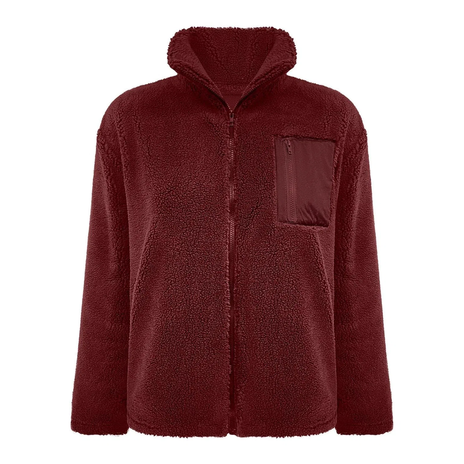 Женская флисовая куртка с капюшоном с принтом Fuzzy Fleece, Red — фото 3