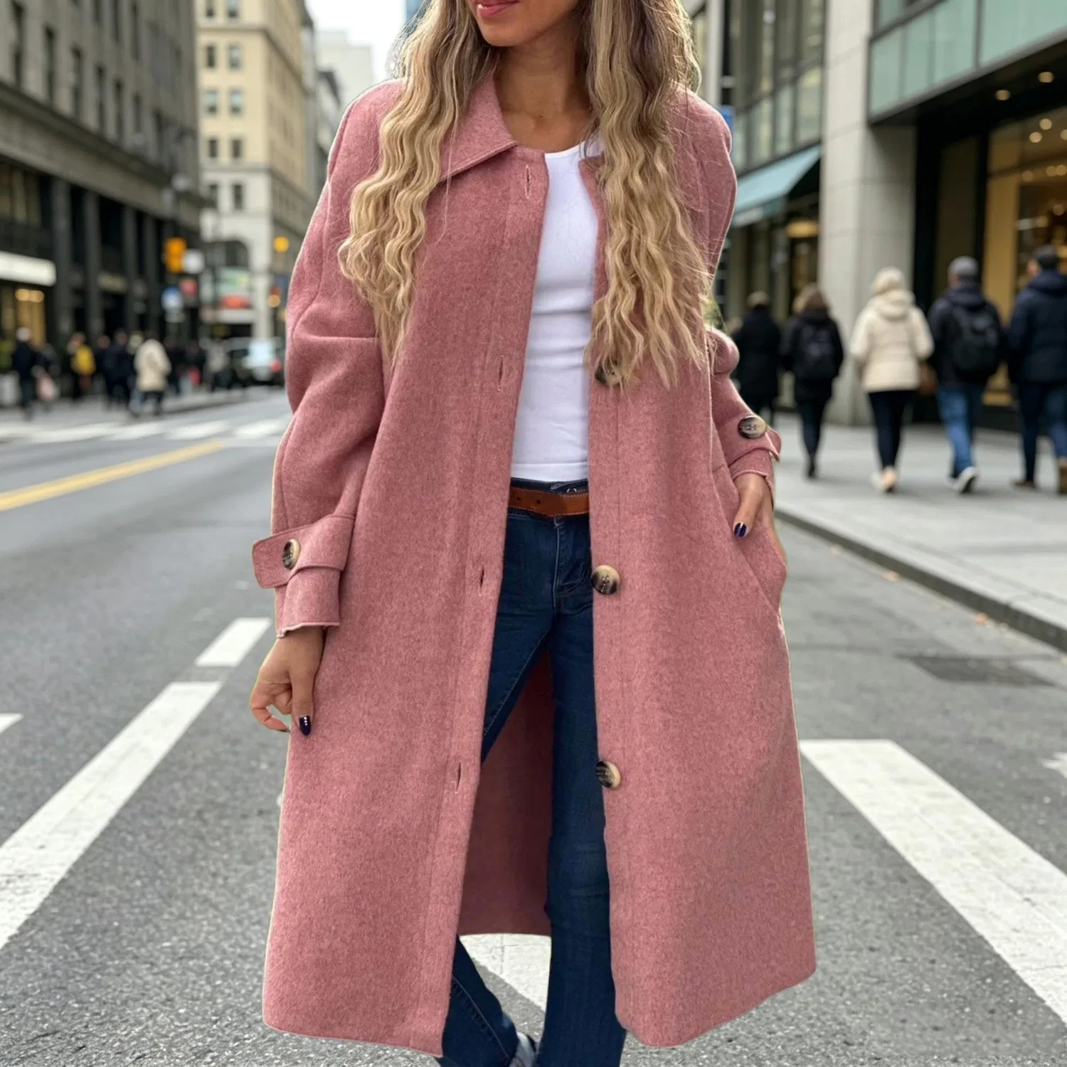 Женское зимнее пальто из смесовой шерсти оверсайз, Rosa — фото 2