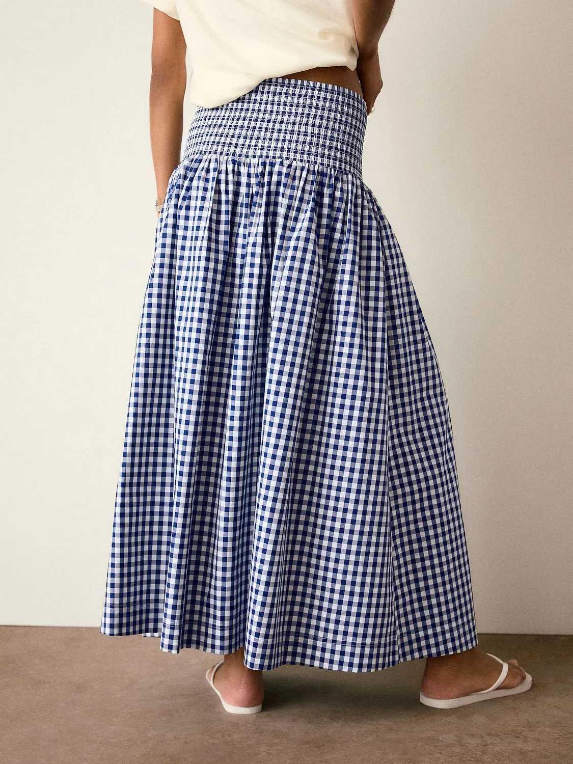 Юбка макси, широкая резинка, Navy Blue Gingham Next — фото 3