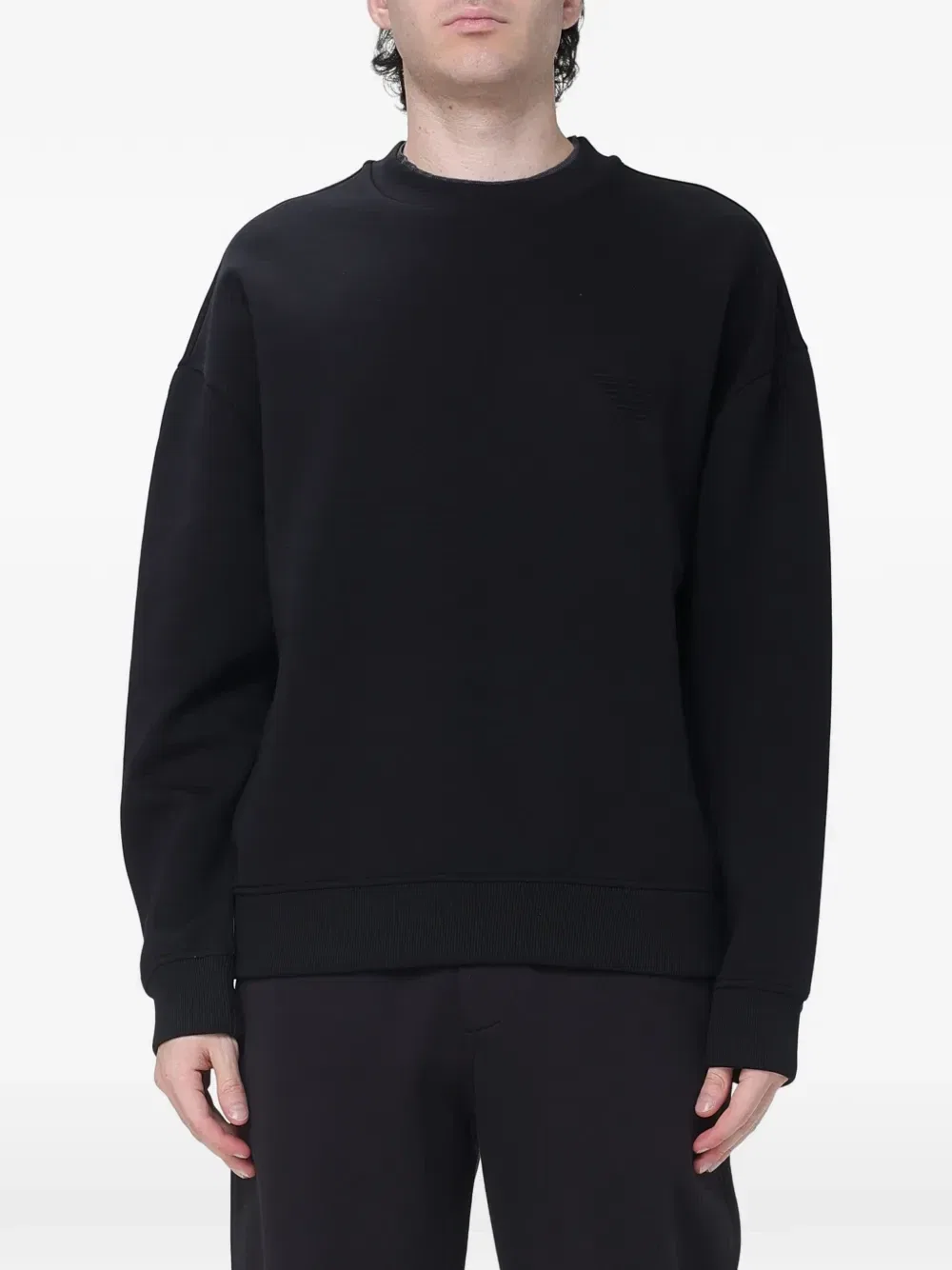 Свитшот с логотипом-нашивкой EMPORIO ARMANI, черный