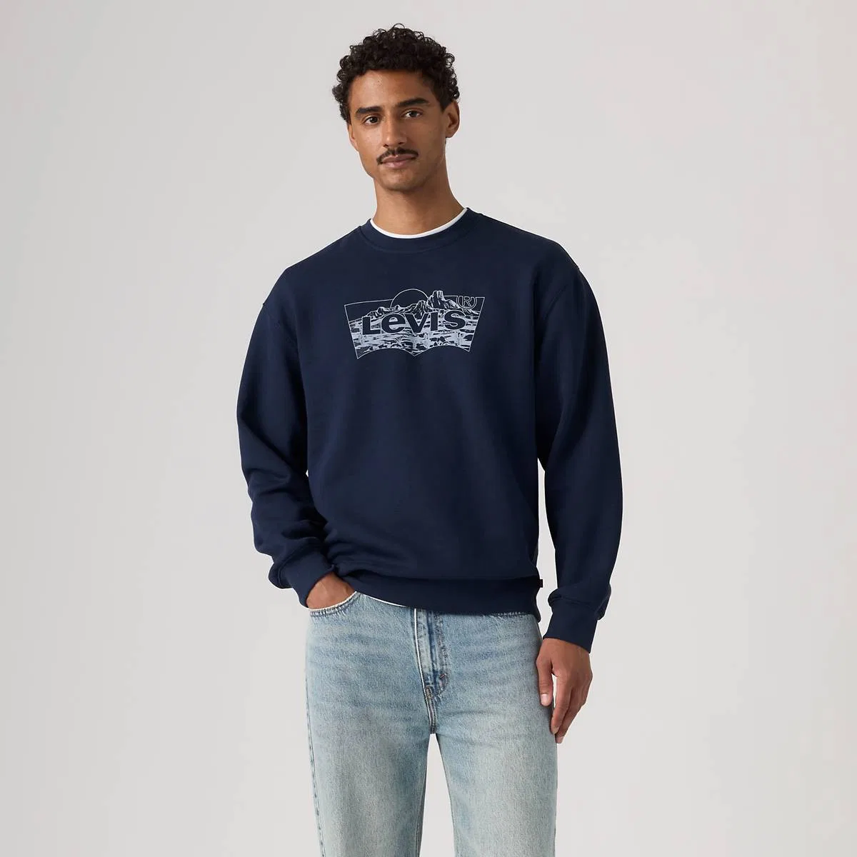 Свободная толстовка с графическим принтом и круглым вырезом Levi's, Desert Navy Blazer - Blue — фото 3