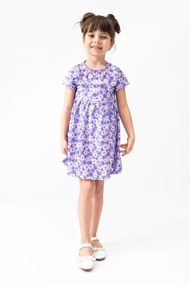 Детское платье для девочек с принтом Summer Short Sleeve Girl's Printed Dress Burliva, Lila