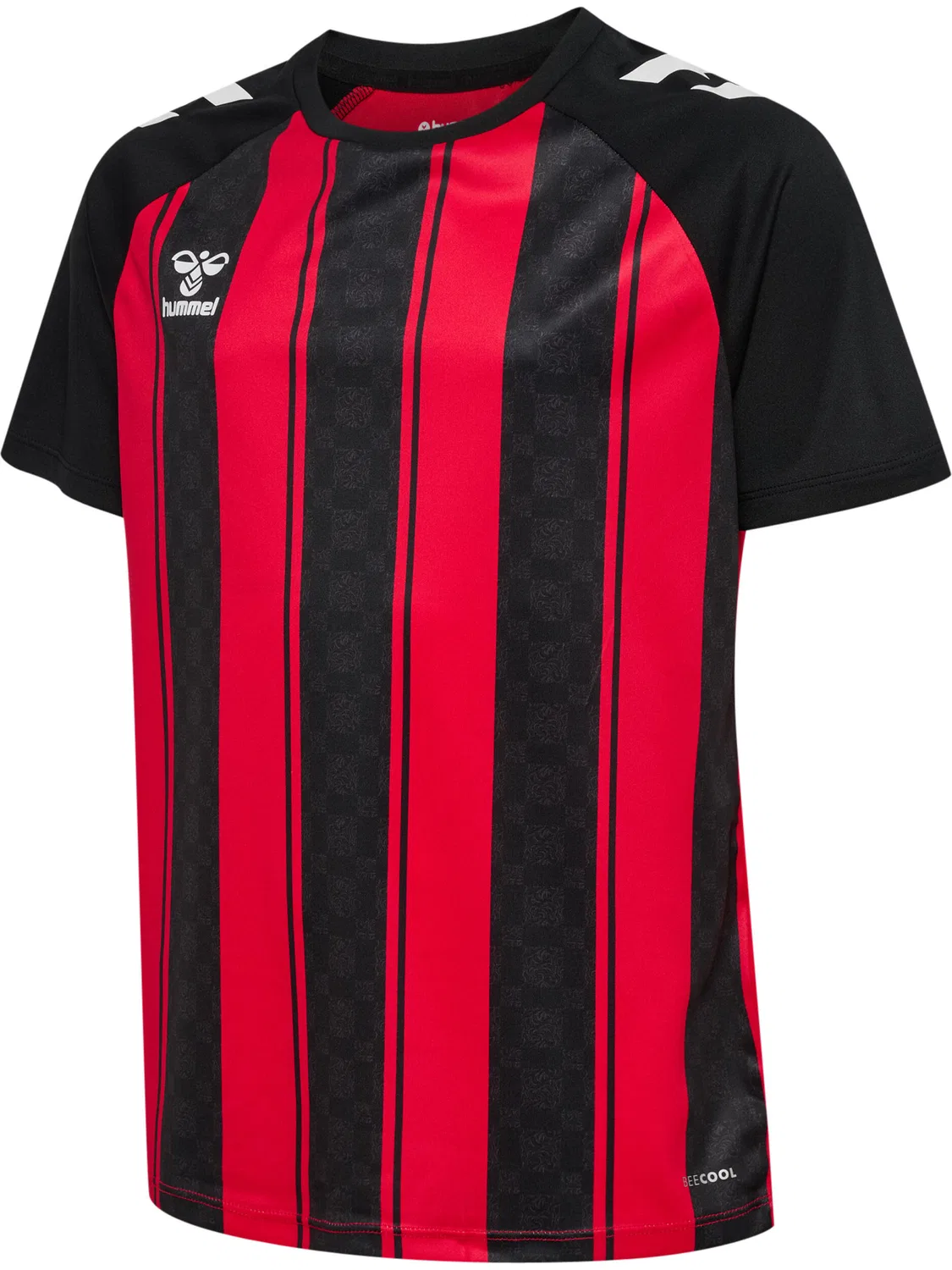 Детская футболка с коротким рукавом реглан Hmlmatch Striped Jersey S/S Kids Hummel, Rot Schwarz — фото 4