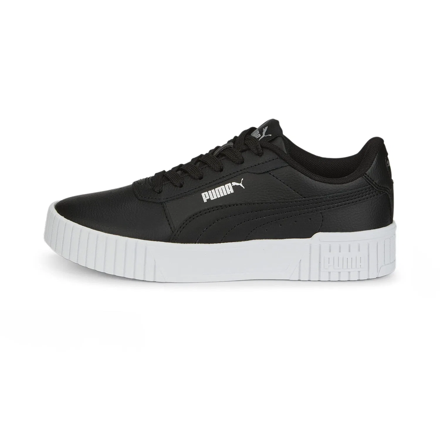 Детские кроссовки для девочек кожаные Carina 2.0 Jr PUMA, Black Puma Black Puma Silver — фото 4