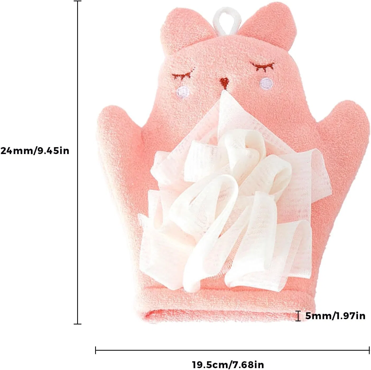 Детская мочалка-щетка для душа, Polyester Cotton, 33 г, 24x19.5x5 см, Pink Generic — фото 2