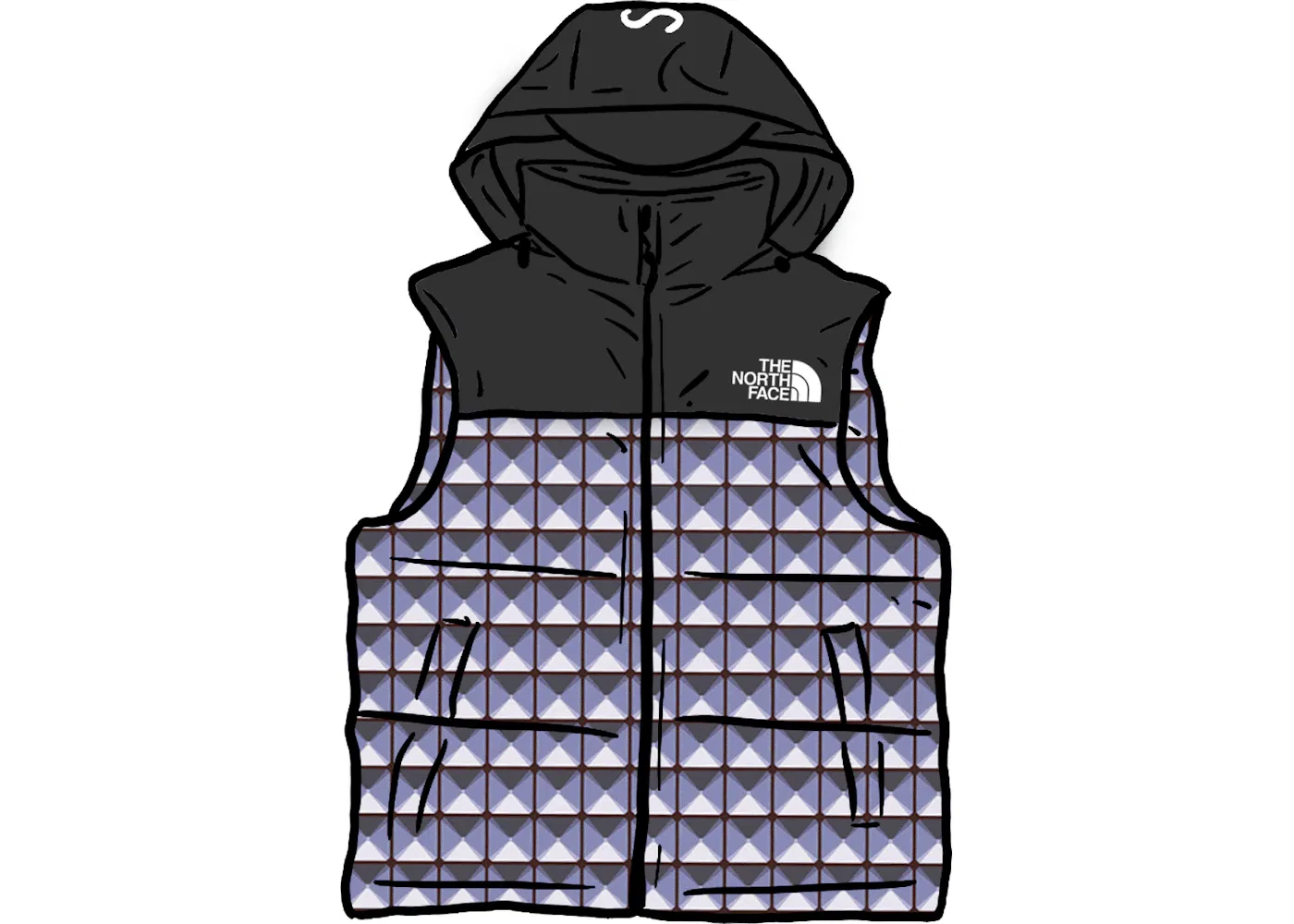 Мужской жилет с принтом Supreme The North Face Studded Nuptse Vest, Royal