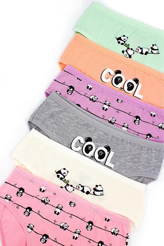 Детские трусы для девочек с принтом 6 шт Panda Öts, Color-4 — фото 2