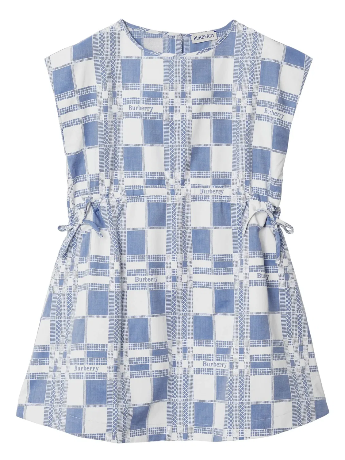 Платье с клетчатым узором и логотипом Burberry, синий