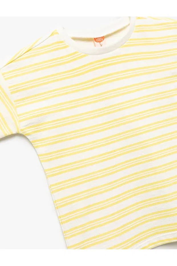 Детская футболка с коротким рукавом полосатая Koton, Ecru Striped — фото 3