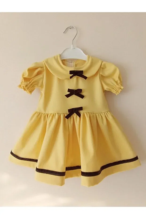 Детское платье для девочек с коротким рукавом Moms And Babies, Yellow — фото 3