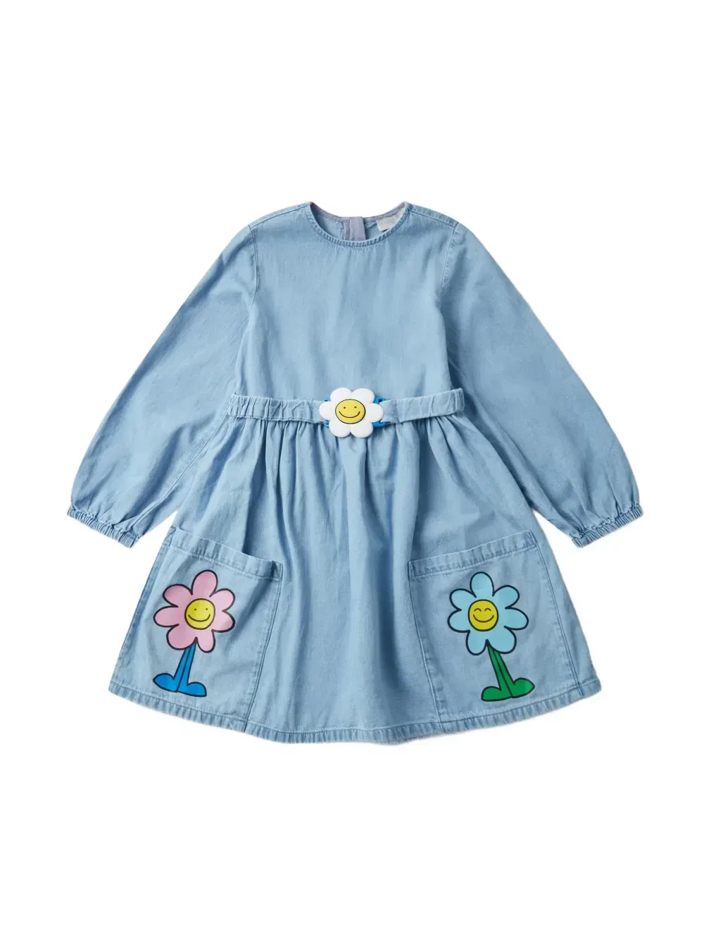 Платье с поясом и нашивкой Stella McCartney Kids, синий — фото 3